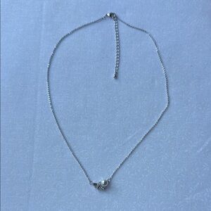 Charlie Paige Silver and White Necklace‎ with Dainty Pendant